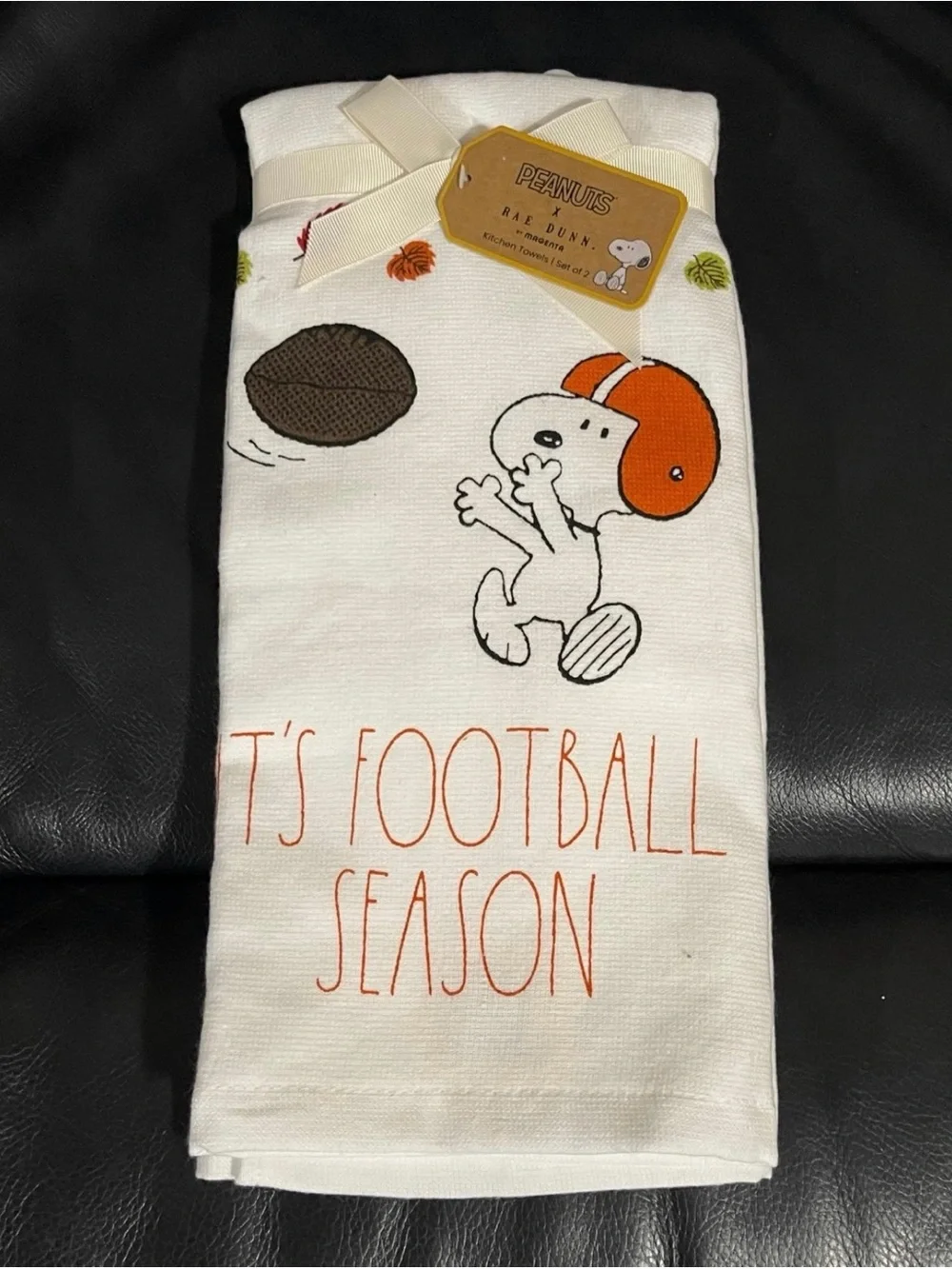 Rae Dunn Peanuts IT'S FOOTBALL SEASON Kitchen Towels, Set of 2